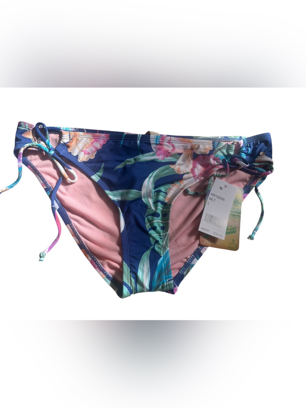 NWT Hobie Tropical Hibiscus Side Tie Swim Bottoms - Size Large